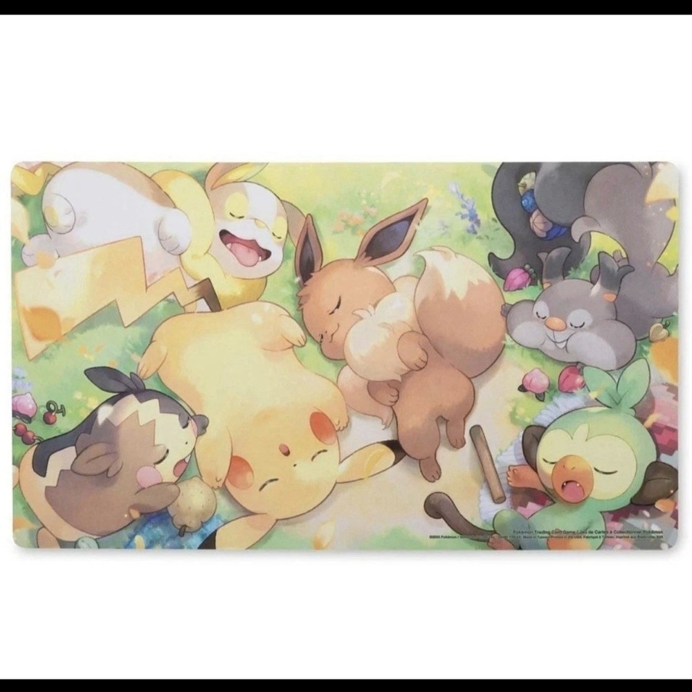 NEW Pokemon Center Exclusive Playmat Berry Sleepy Pikachu Eevee Morpeko 24"x14"
